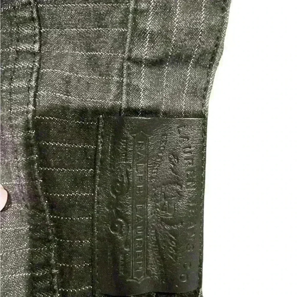 VTG LAUREN RALPH LAUREN Denim PANT & BLAZER SUIT Grey PINSTRIPE Black Label SZ M - Picture 8 of 8